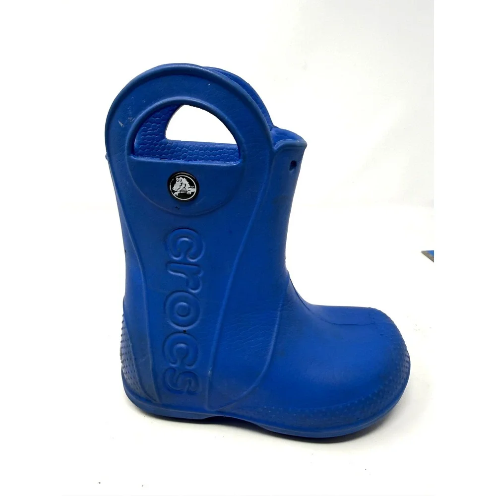 Crocs Kids Handle It Rain Boots Blue Waterproof Pull On Shoes C10 Size 10